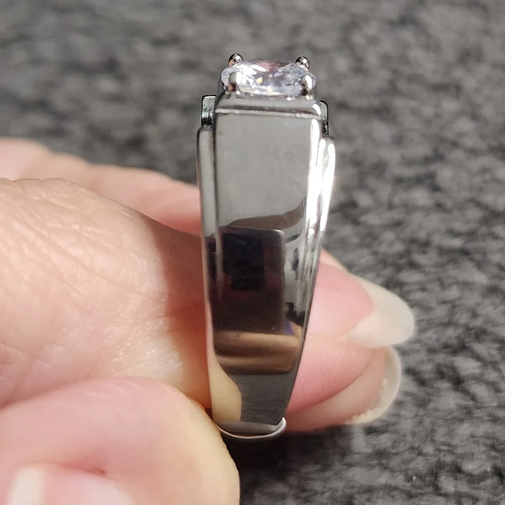 Moissanite Diamond Stainless Steel Mens Ring